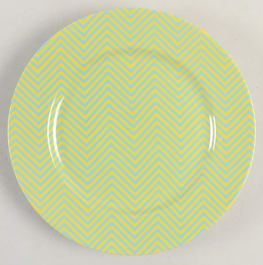 Herringbone (Aqua on Yellow) Salad Plate by Fitz & Floyd-1