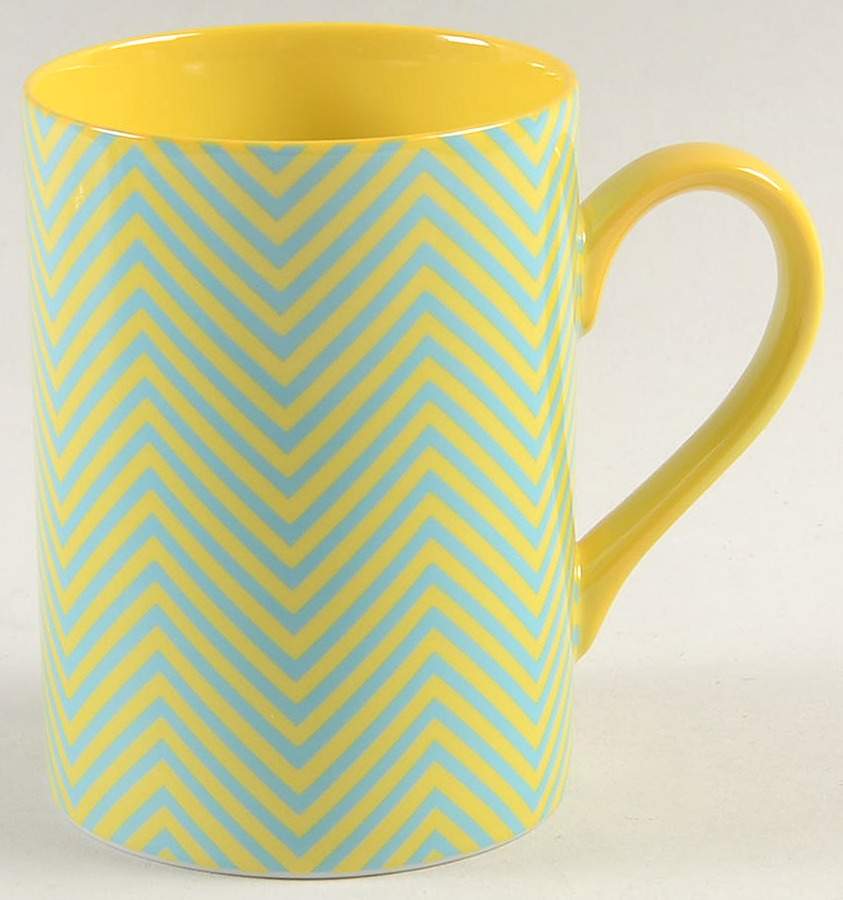 Herringbone (Aqua on Yellow) Mug by Fitz & Floyd-1