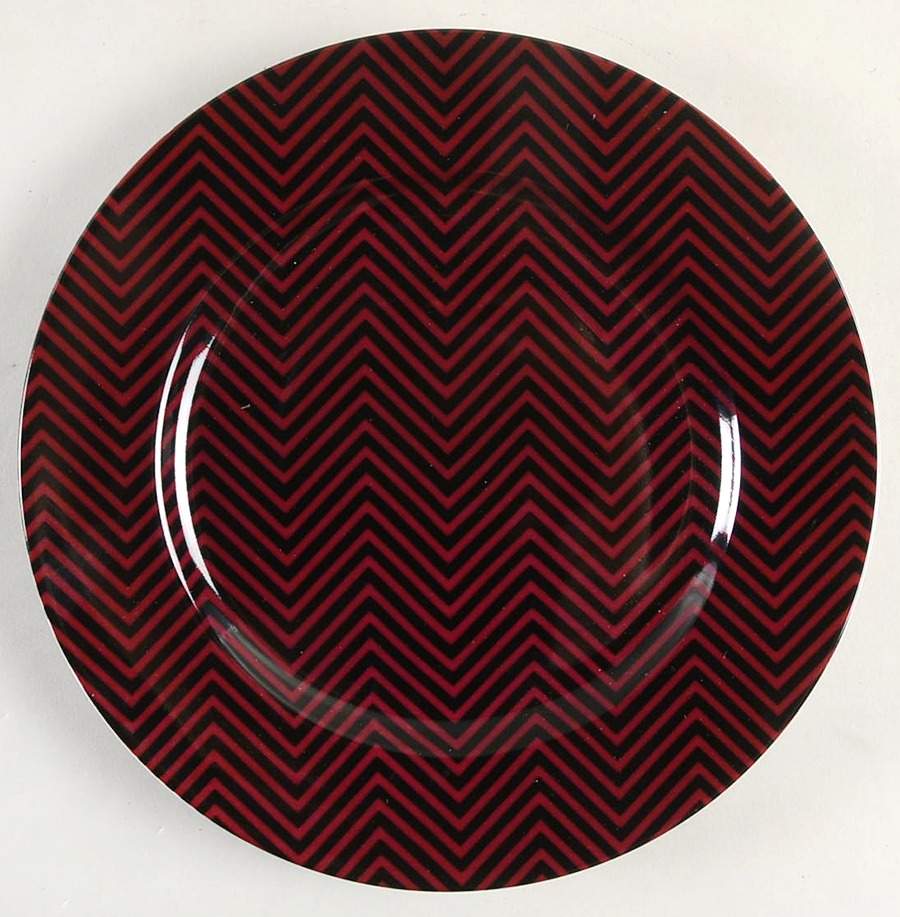 Herringbone (Black on Red) Salad Plate by Fitz & Floyd-1