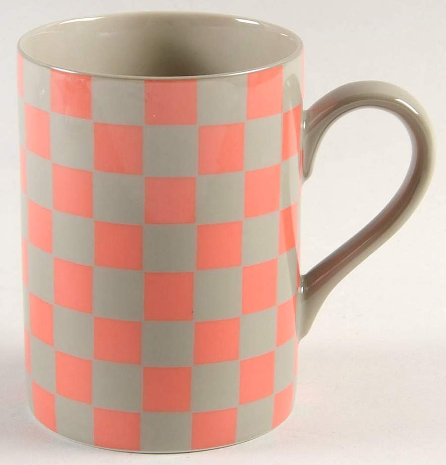 Checks (Greige on Apricot) Mug by Fitz & Floyd-1