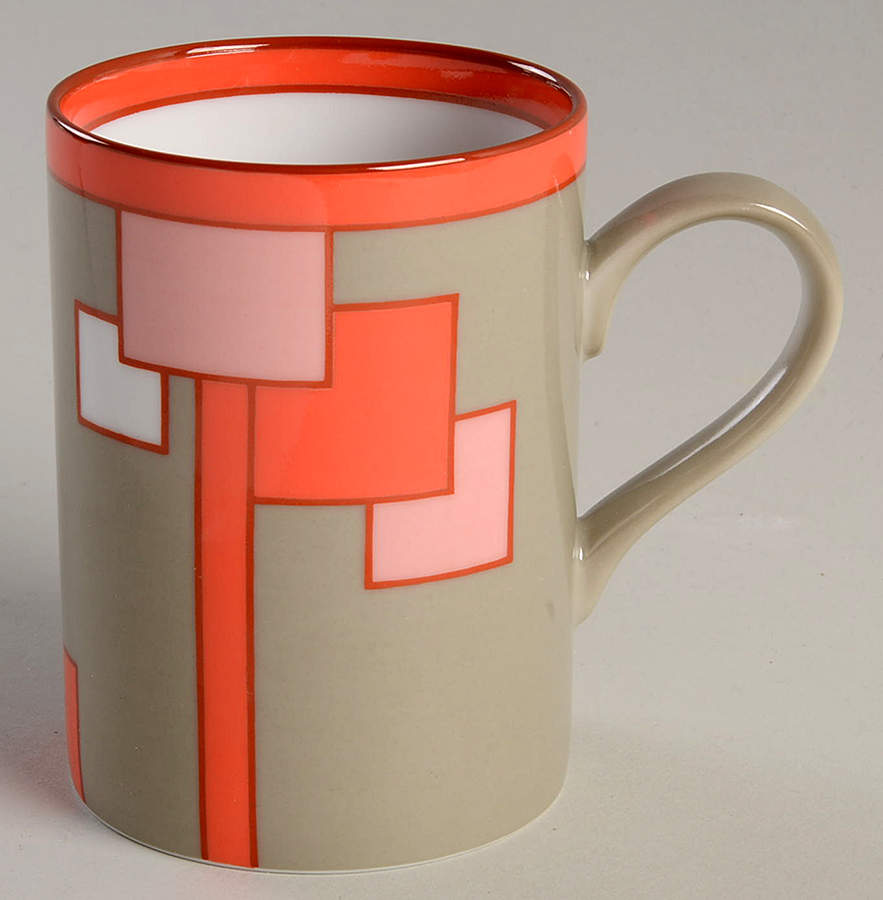 Cubique (Apricot, Peach on Greige) Mug by Fitz & Floyd-1