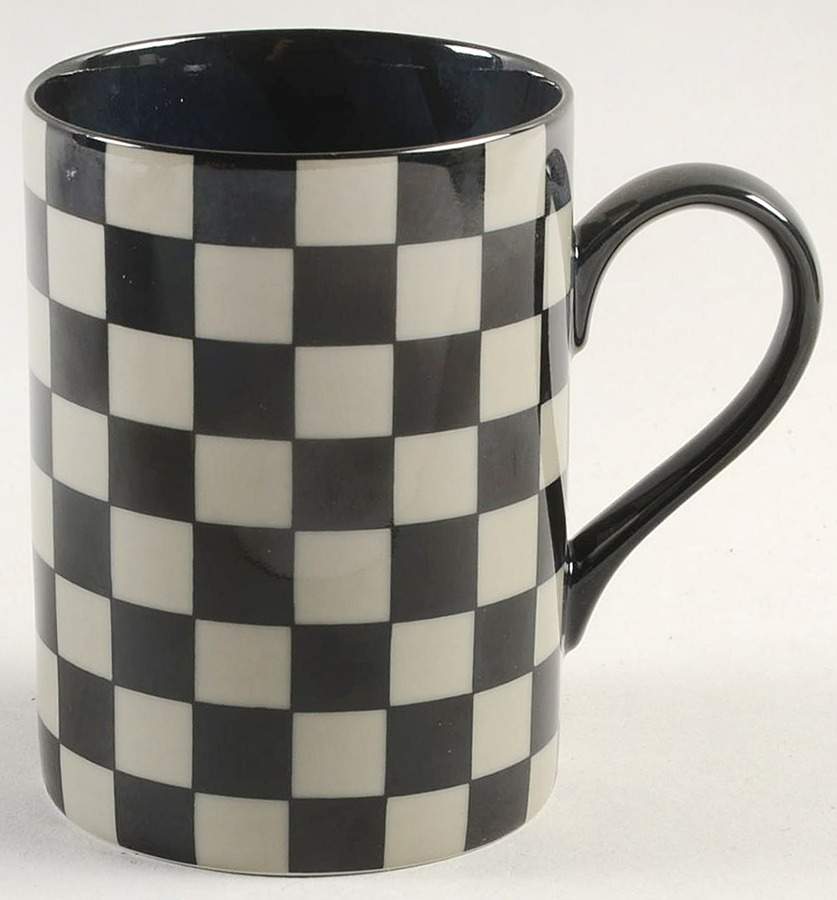 Checks (Black on Greige) Mug by Fitz & Floyd-1