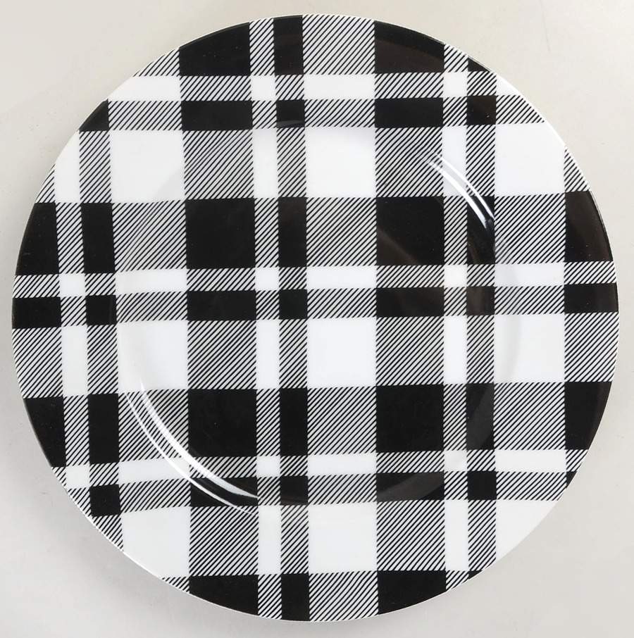 Black and White Plaid Service Plate (Charger) by Fitz & Floyd-1