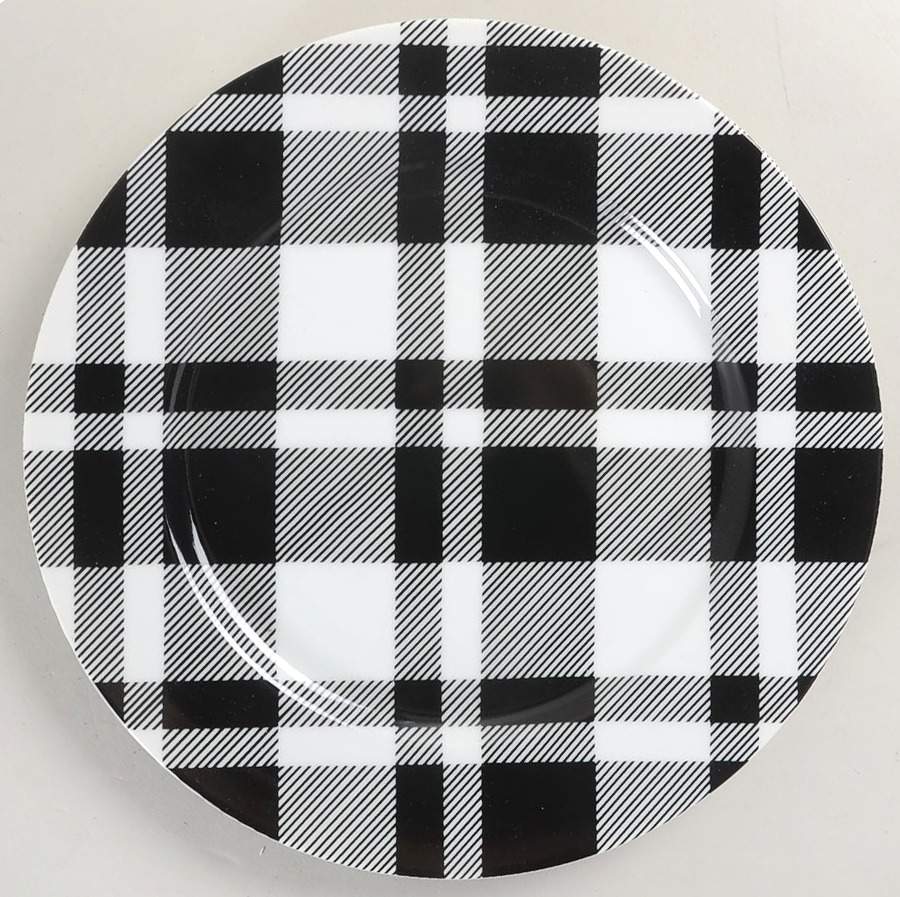 Black and White Plaid Dinner Plate by Fitz & Floyd-1