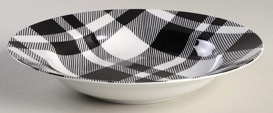 Black and White Plaid Large Rim Soup Bowl by Fitz & Floyd-1