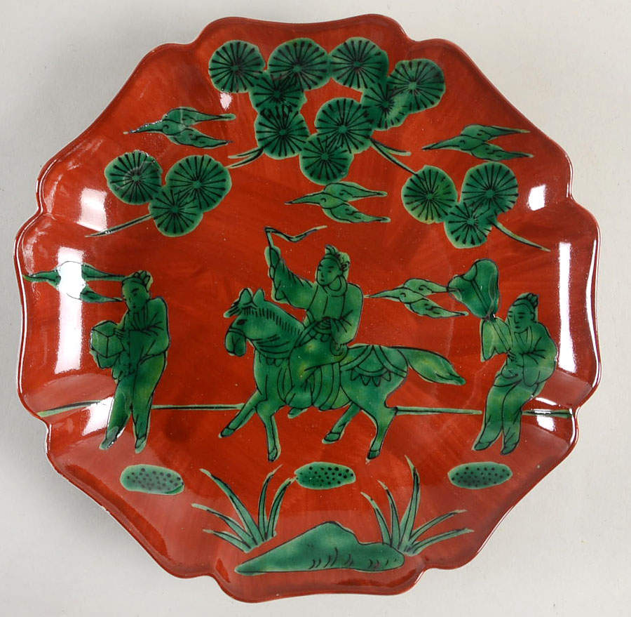 Chinese Horseman Scalloped Salad Plate by Fitz & Floyd-1