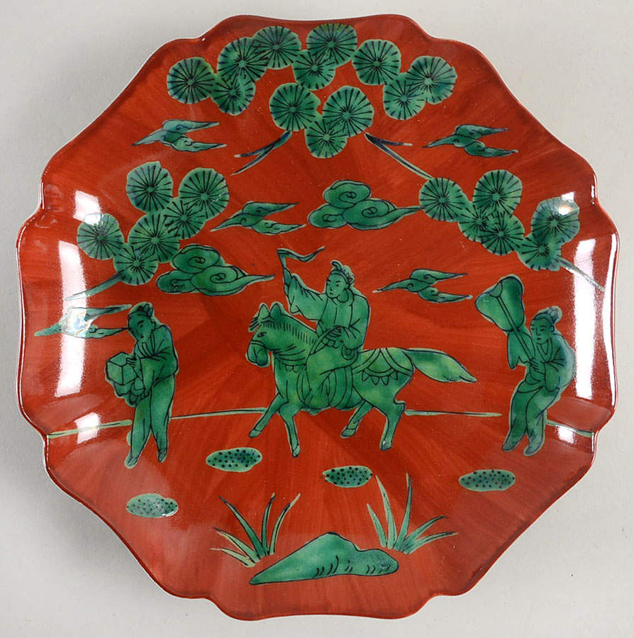 Chinese Horseman Scalloped Luncheon Plate by Fitz & Floyd-1