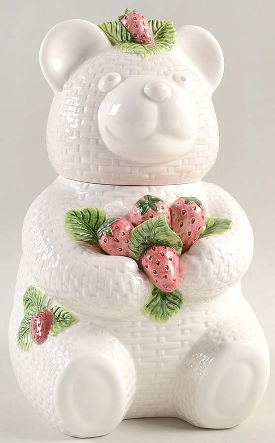Strawberry Cookie Jar & Lid by Fitz & Floyd-1