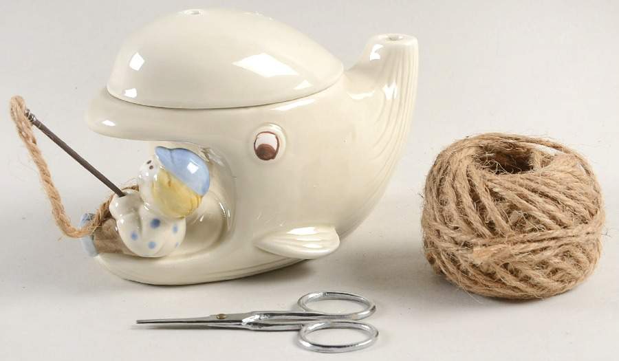 Fishing Yarn 2 Piece String Caddy & Scissors by Fitz & Floyd-1