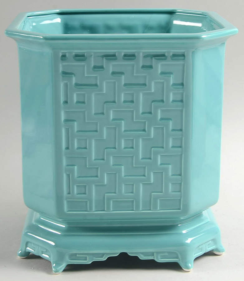 Chinese Square 9" Cachepot by Fitz & Floyd-1