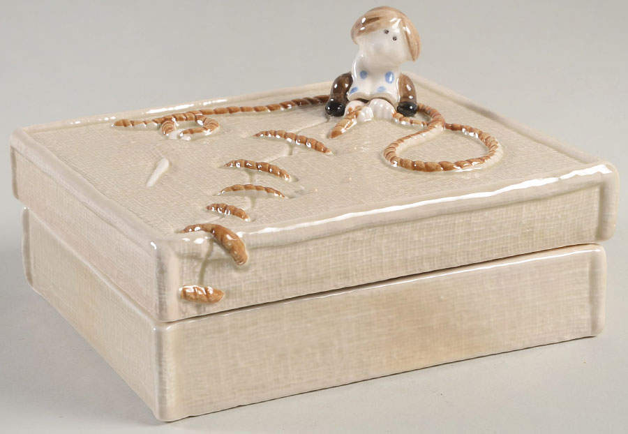 Darned Cigarette Box & Lid by Fitz & Floyd-1