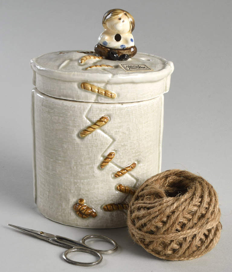 Darned 2 Piece String Caddy & Scissors by Fitz & Floyd-1