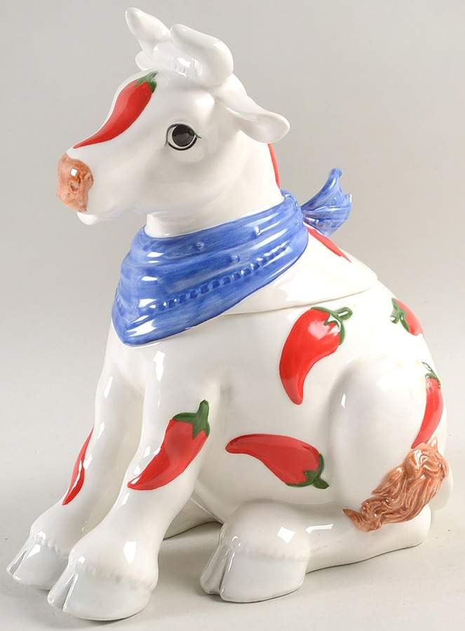 Chili Cow Cookie Jar & Lid by Fitz & Floyd-1