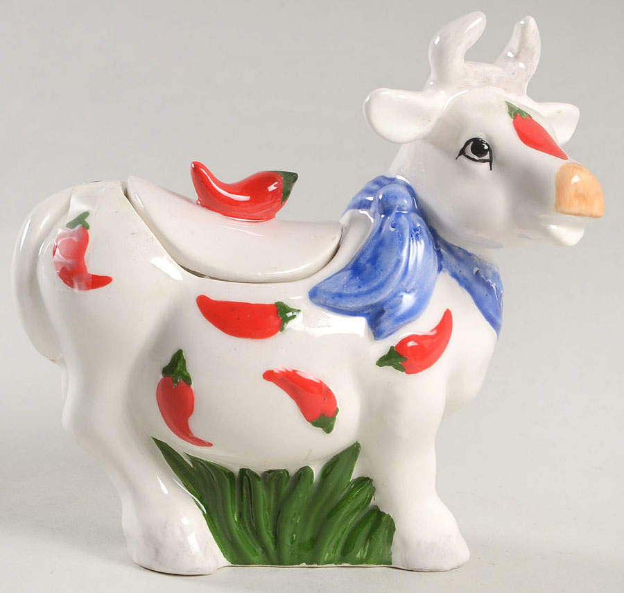 Chili Cow Sugar Bowl & Lid by Fitz & Floyd-1