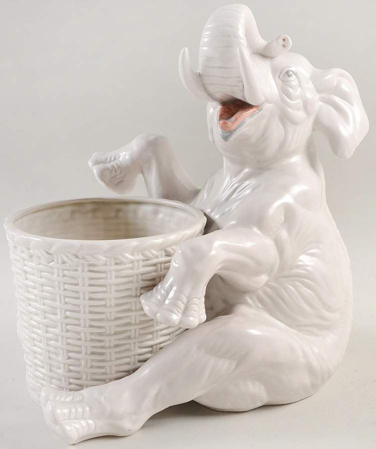 Elephant White Large Planter by Fitz & Floyd-1
