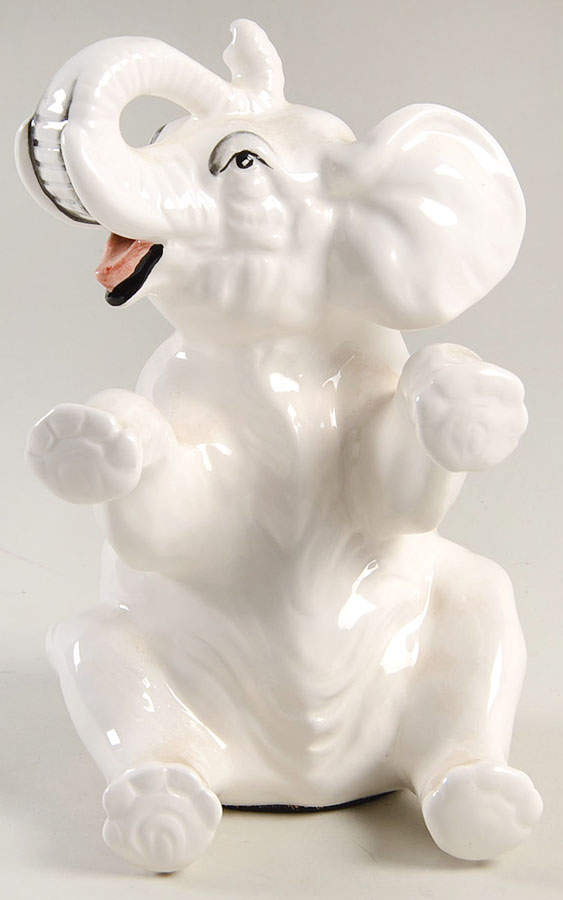 Elephant White Single China Bookend by Fitz & Floyd-1