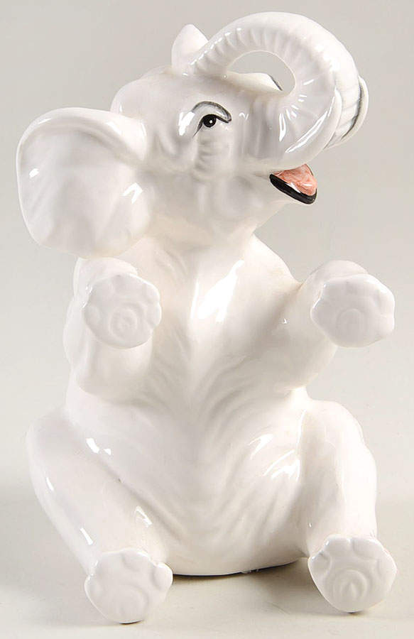 Elephant White China Bookend - Set of 2 by Fitz & Floyd-1