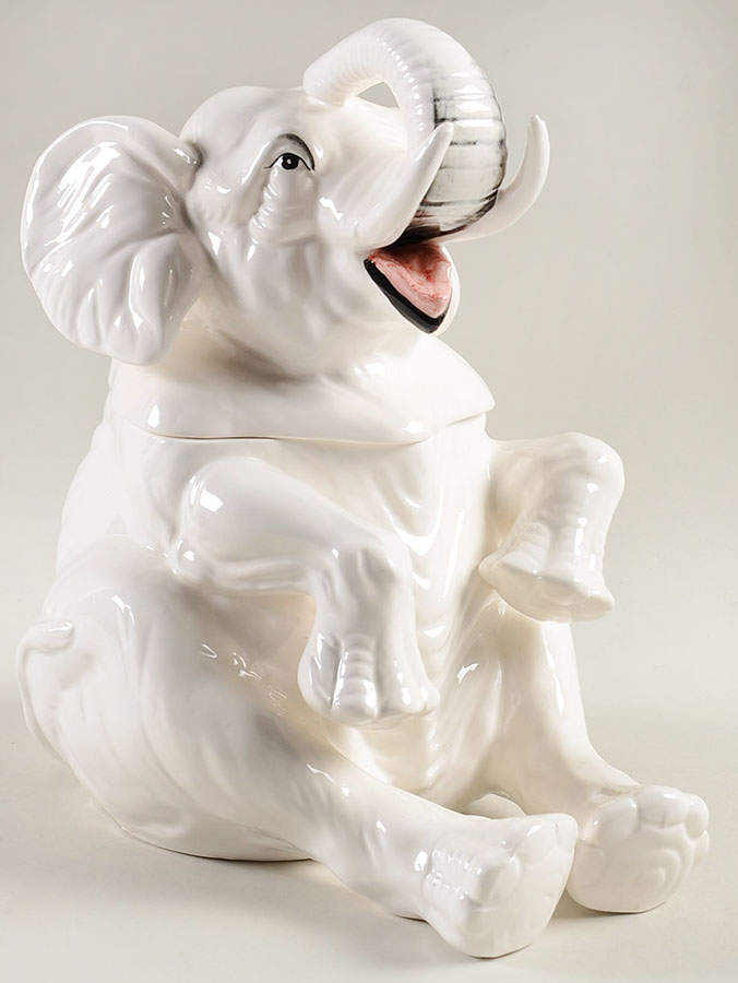 Elephant White Cookie Jar & Lid by Fitz & Floyd-1