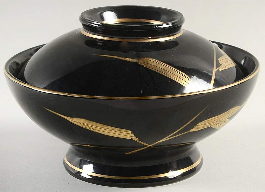 Bamboo Noir Covered Soup Bowl by Fitz & Floyd-1