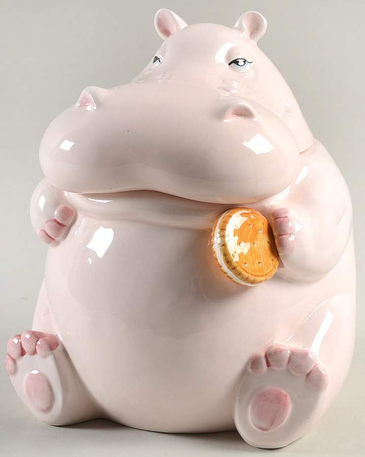 Hippos Cookie Jar & Lid by Fitz & Floyd-1
