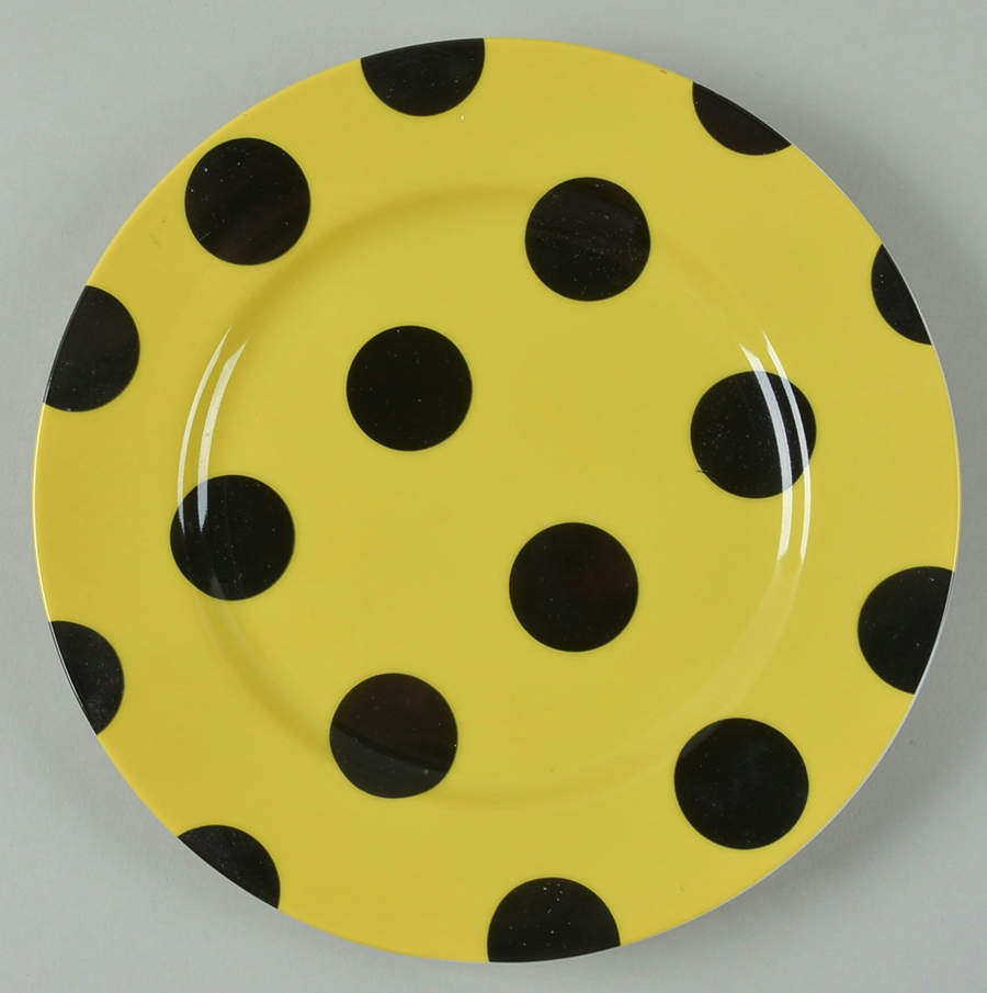 Polka Dots (Black Dots on Yellow) Salad Plate by Fitz & Floyd-1