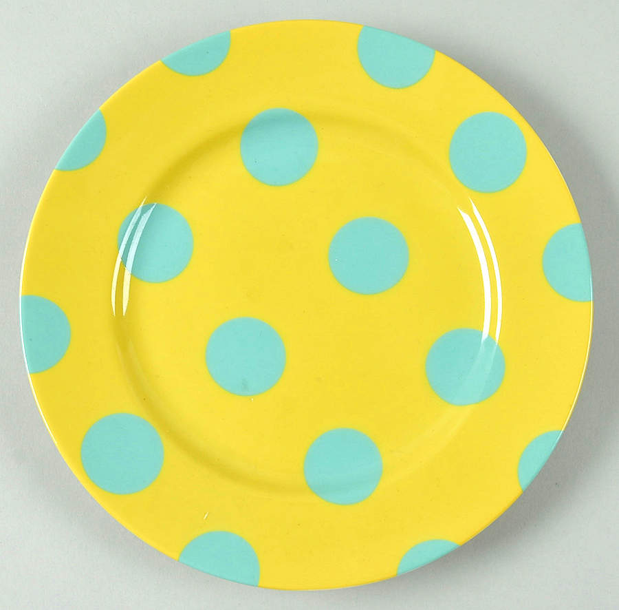 Polka Dots (Turquoise Dots on Yellow) Salad Plate by Fitz & Floyd-1