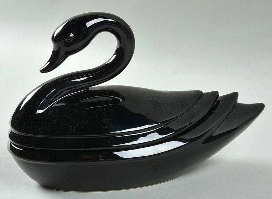 French Deco Swans Figural Covered Box by Fitz & Floyd-1
