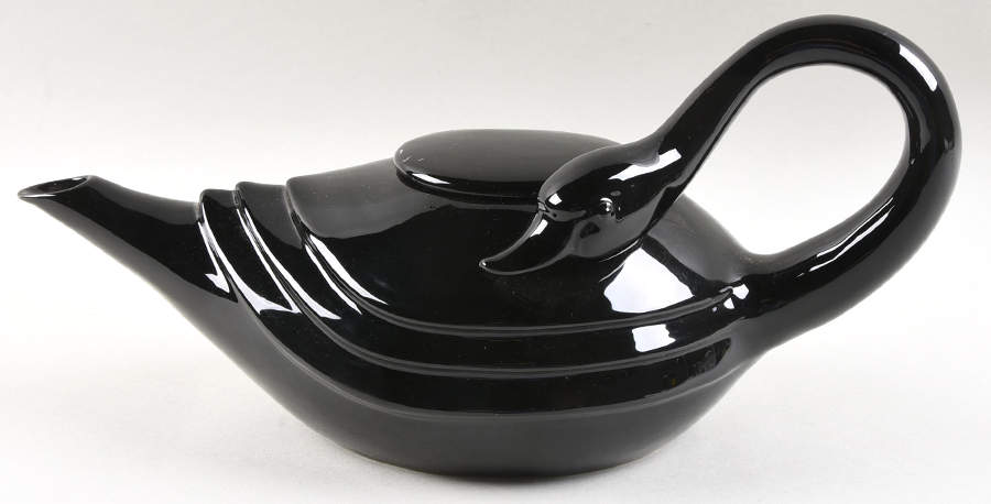 French Deco Swans Teapot & Lid by Fitz & Floyd-1