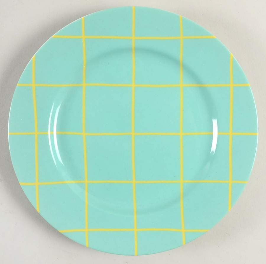 Windowpane-Yellow on Turquoise Salad Plate by Fitz & Floyd-1