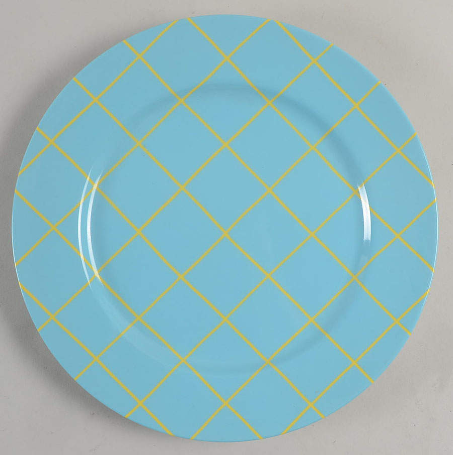Windowpane-Yellow on Turquoise Dinner Plate by Fitz & Floyd-1