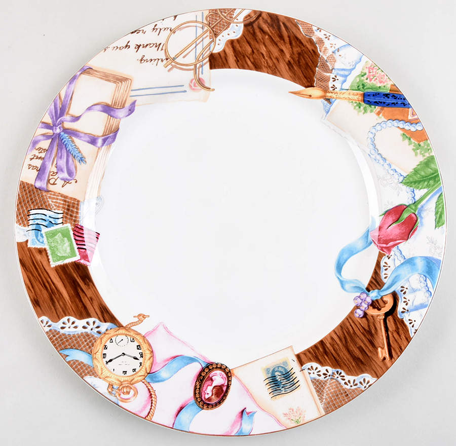 Victorian Postcards 12" Chop Plate (Round Platter) by Fitz & Floyd-1