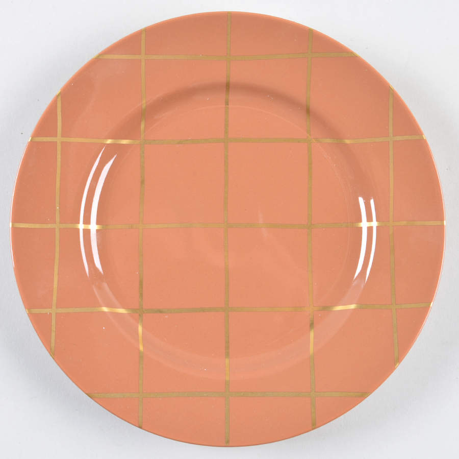 Windowpane (Gold Stripes on Sandalwood) Salad Plate by Fitz & Floyd-1