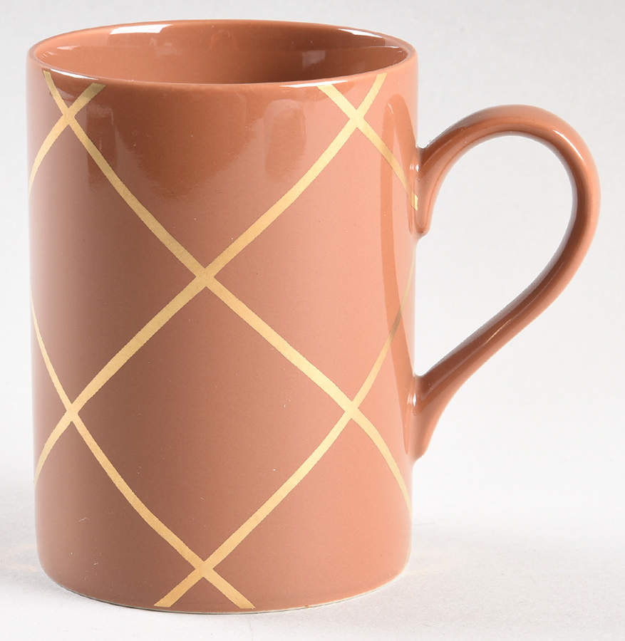 Windowpane (Gold Stripes on Sandalwood) Mug by Fitz & Floyd-1