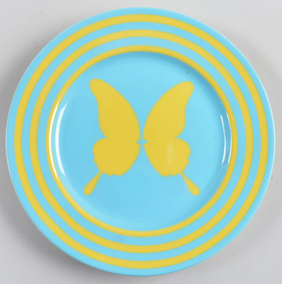 Papillon (Yellow Butterfly on Aqua) Salad Plate by Fitz & Floyd-1