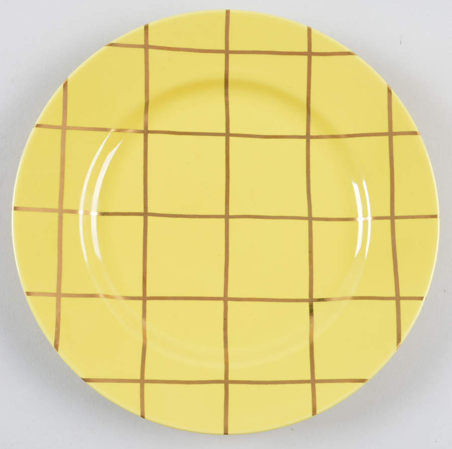Windowpane (Gold Stripes on Yellow) Salad Plate by Fitz & Floyd-1