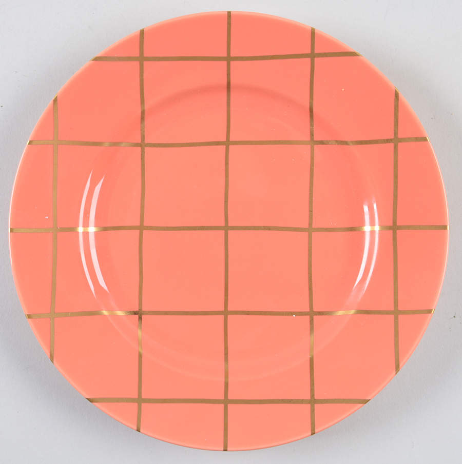 Windowpane (Gold Stripes on Apricot) Salad Plate by Fitz & Floyd-1