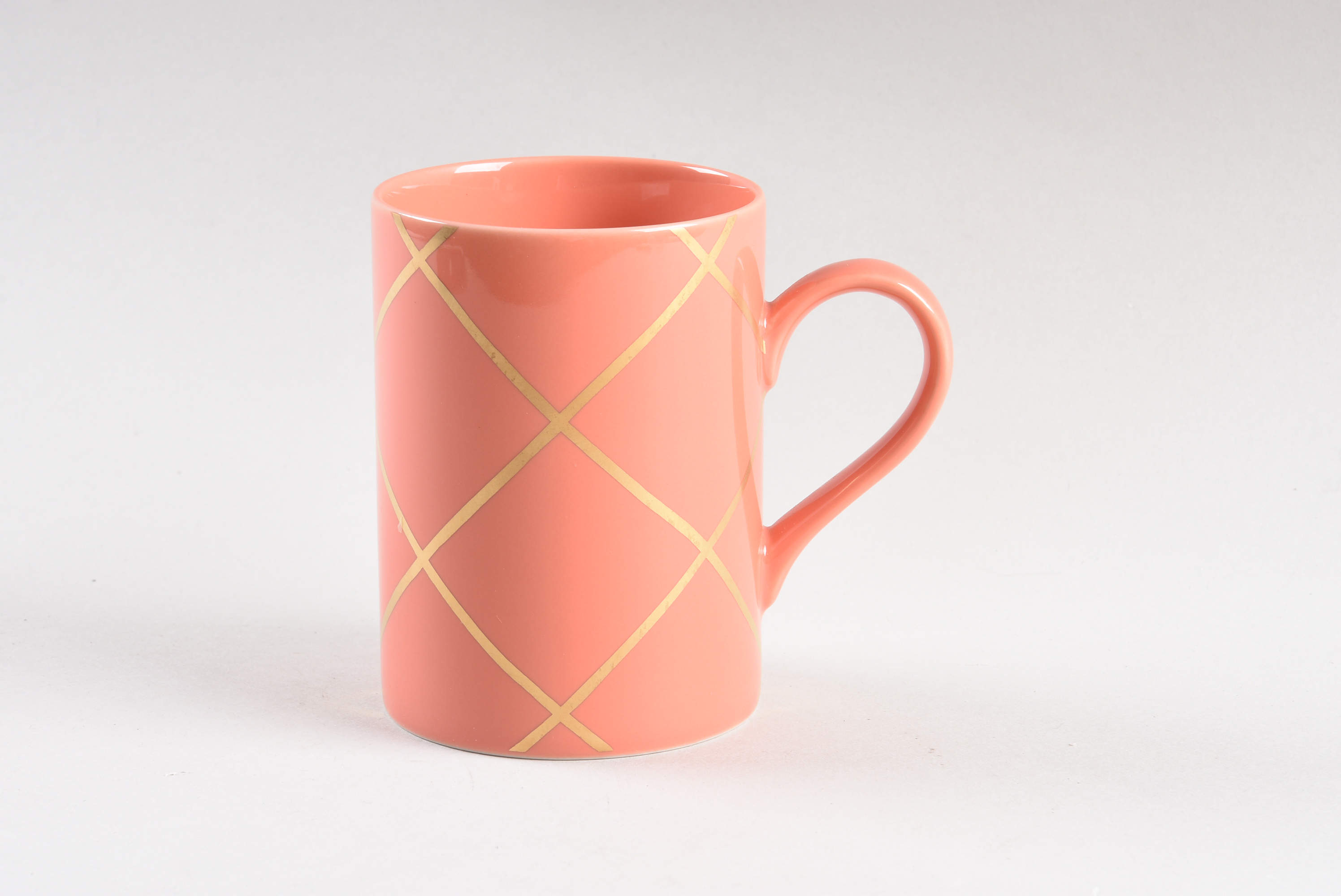 Windowpane (Gold Stripes on Apricot) Mug by Fitz & Floyd-1