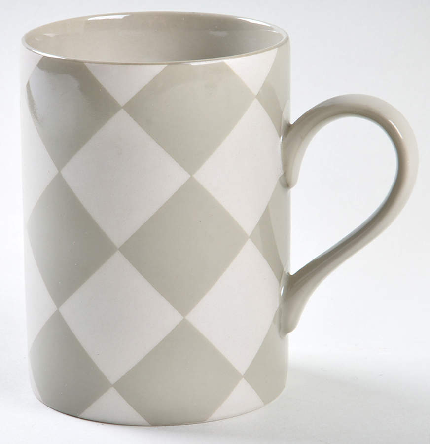 Harlequin (Greige Diamonds on Satin Silver) Mug by Fitz & Floyd-1