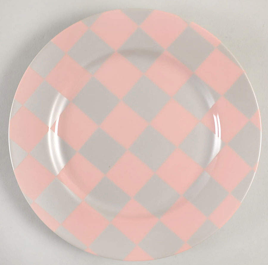 Harlequin (Peach Coral Diamonds on Satin Silver) Salad Plate by Fitz & Floyd-1