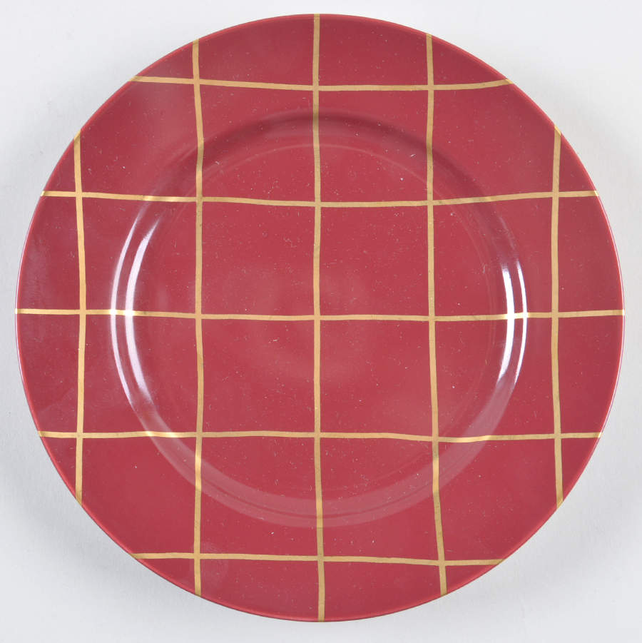 Windowpane (Gold Stripes on Plum) Salad Plate by Fitz & Floyd-1