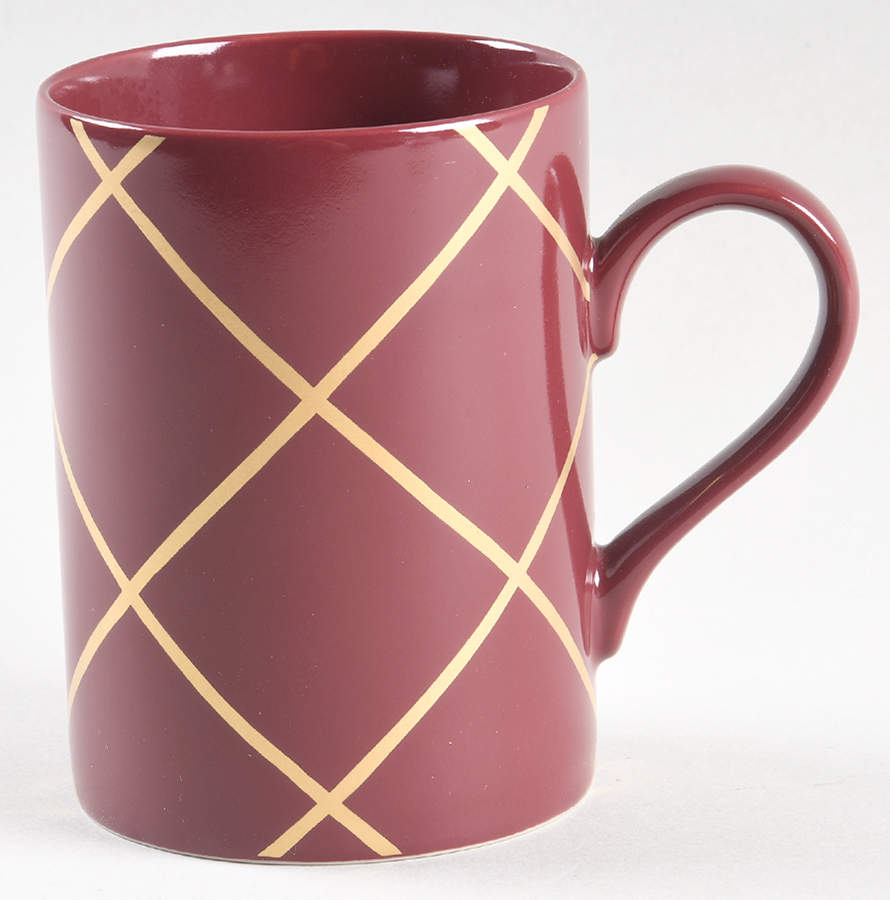 Windowpane (Gold Stripes on Plum) Mug by Fitz & Floyd-1