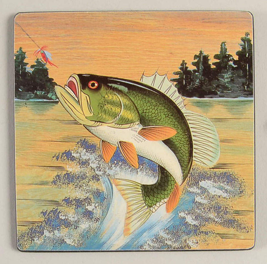 Fish Tales Cork Back Square Coaster by Fitz & Floyd-1