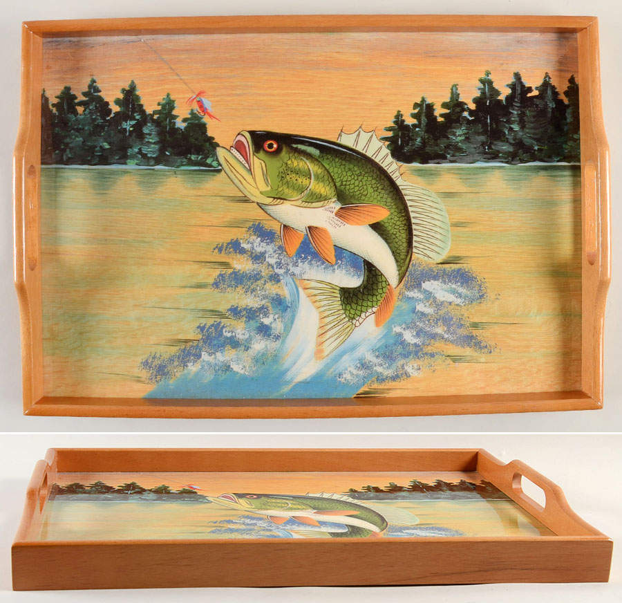 Fish Tales Wood Rectangular Handled Tray by Fitz & Floyd-1