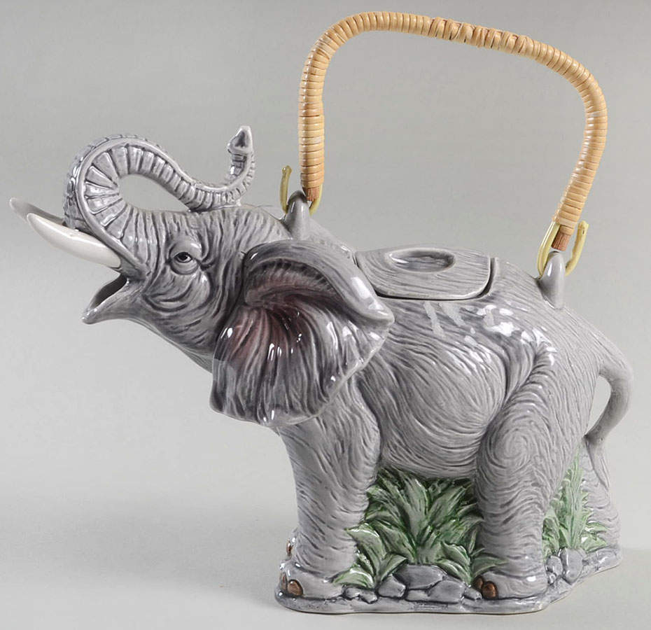 Elephant Teapot & Lid with Removable Top Handle by Fitz & Floyd-1