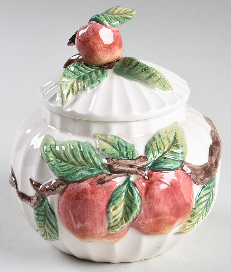 Mcintosh Red Sugar Bowl & Lid by Fitz & Floyd-1