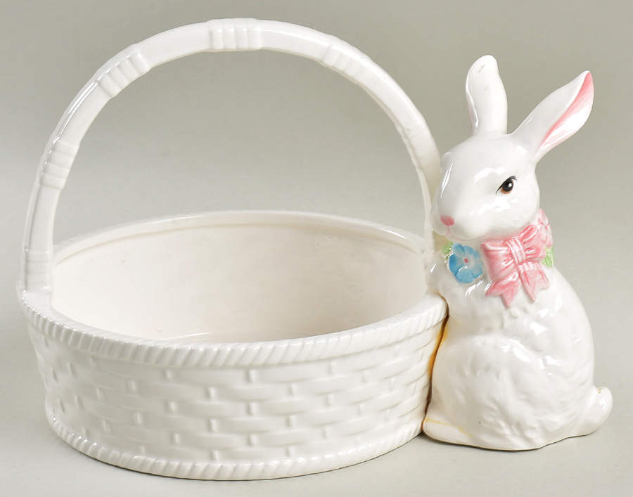 Rabbit with Ribbon Small Basket by Fitz & Floyd-1