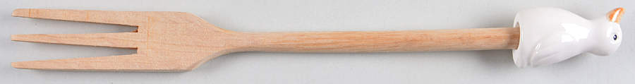 Gladys Duck Salad Serving Fork with Wood Handle by Fitz & Floyd-1