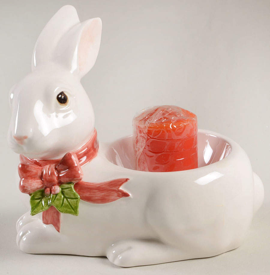 Christmas Rabbit Votive Candleholder by Fitz & Floyd-1