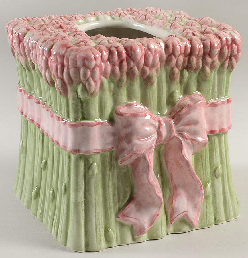 Asparagus and Ribbon Square Tissue Box Cover by Fitz & Floyd-1