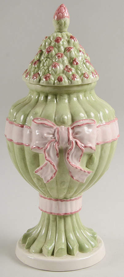 Asparagus and Ribbon Footed Urn with Lid by Fitz & Floyd-1